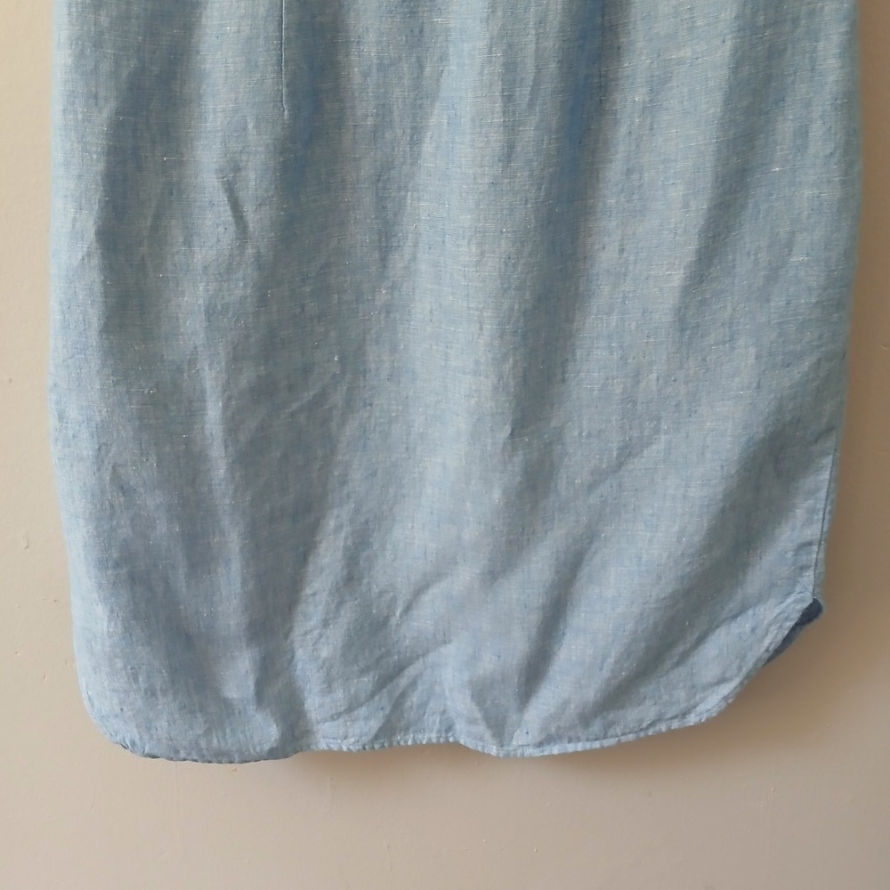 L.L. Bean Women's Size 8 Denim Button Front Knee Length Shirt Dress 100% Linen - Picture 15 of 16